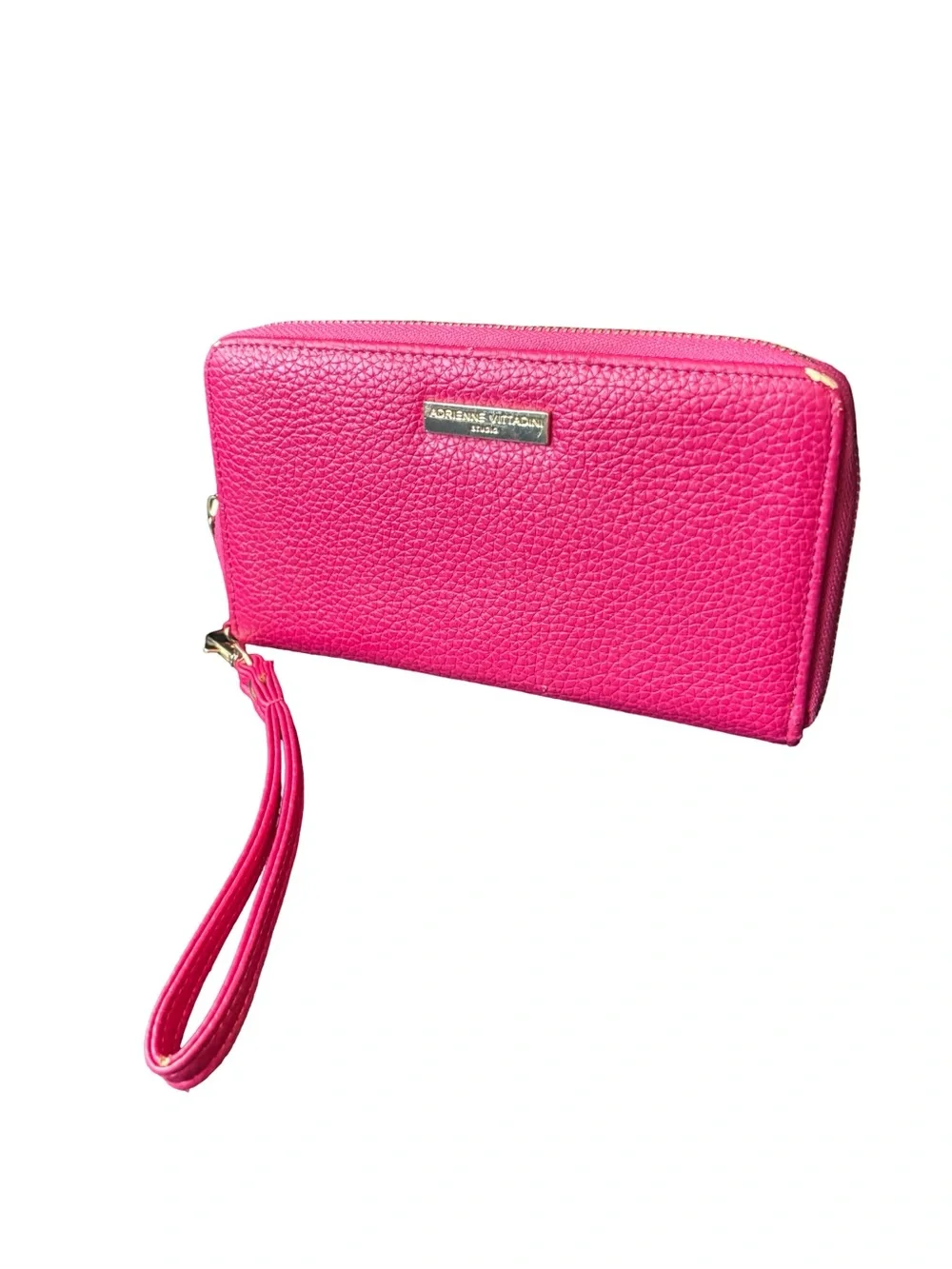 Adrienne Vittadini Fuchsia Pebbled Leather Wristlet